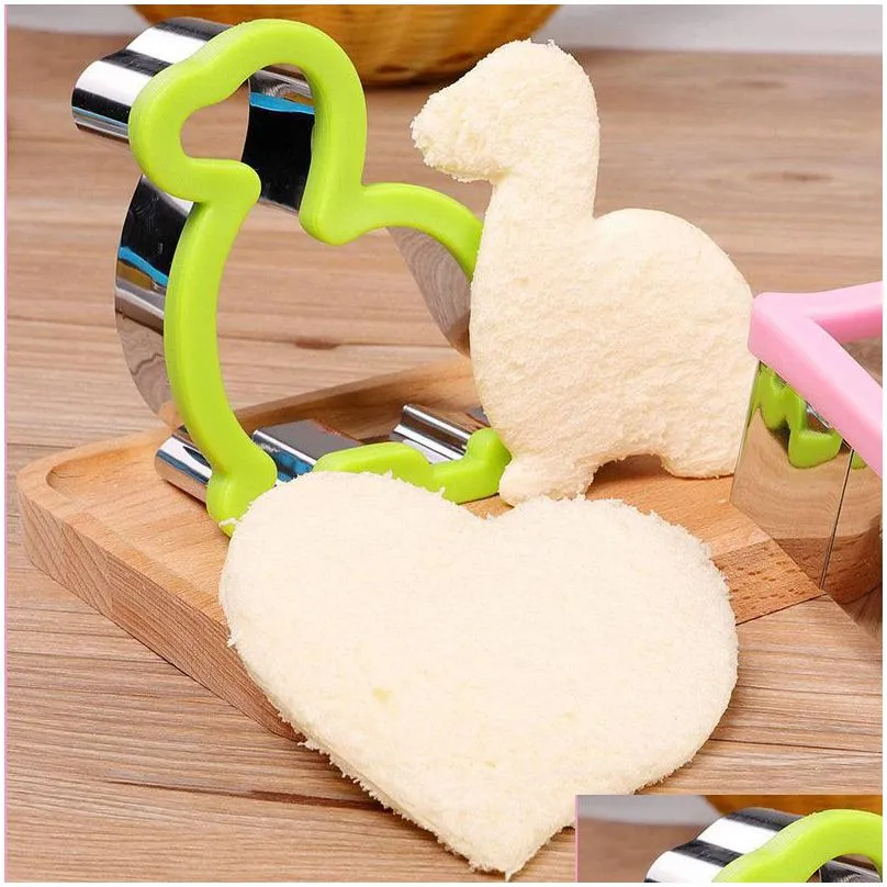 sandwich cutter set for kids easter animal dinosaur stainless steel bread mould metal forms cookie cutters biscuit mold tools