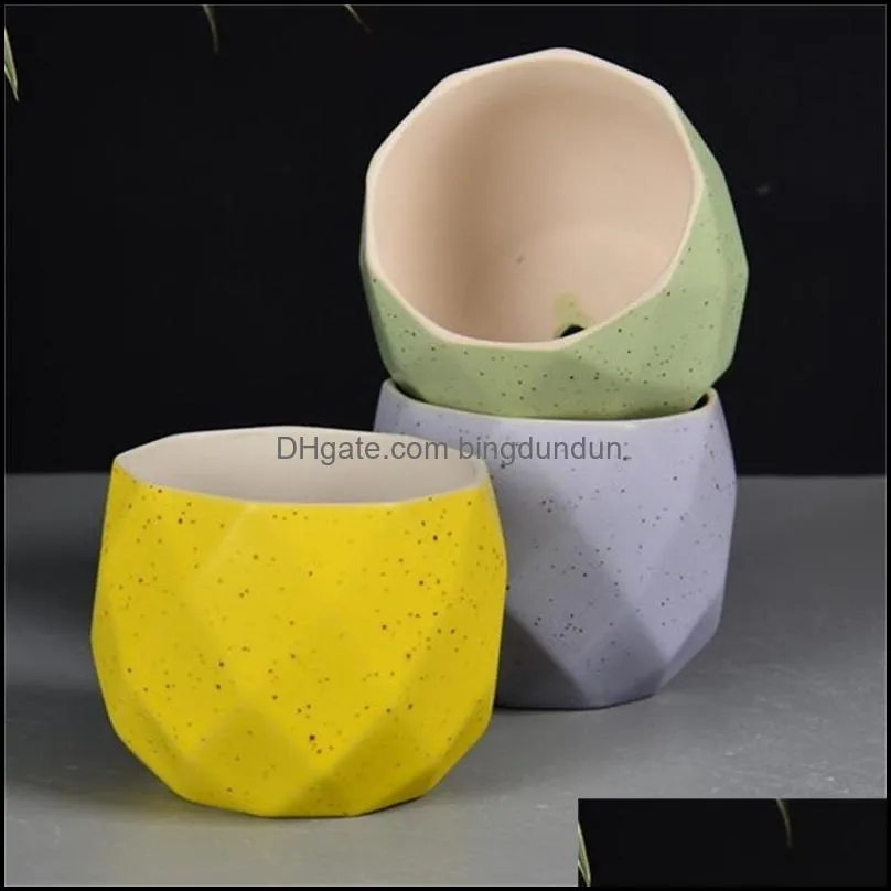 macaroon color flowerpot diamond shape geometric cute potted plant ceramics flower pot home decoration 2 2rq h1