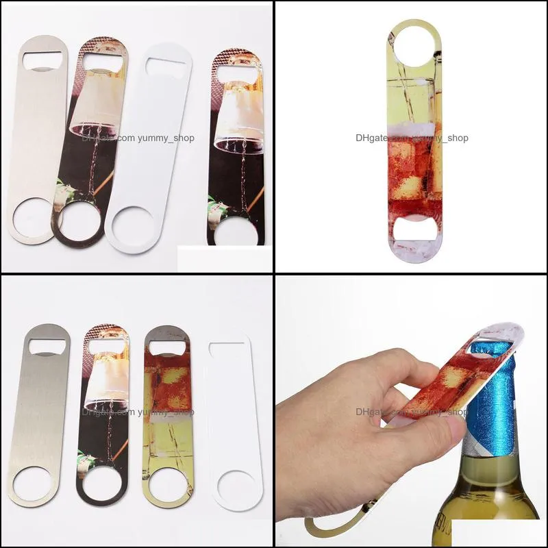 sublimaton manufacturers supply gifts heat transfer party favor printing diy long silver stainless steel metal bottle opener creative pattern