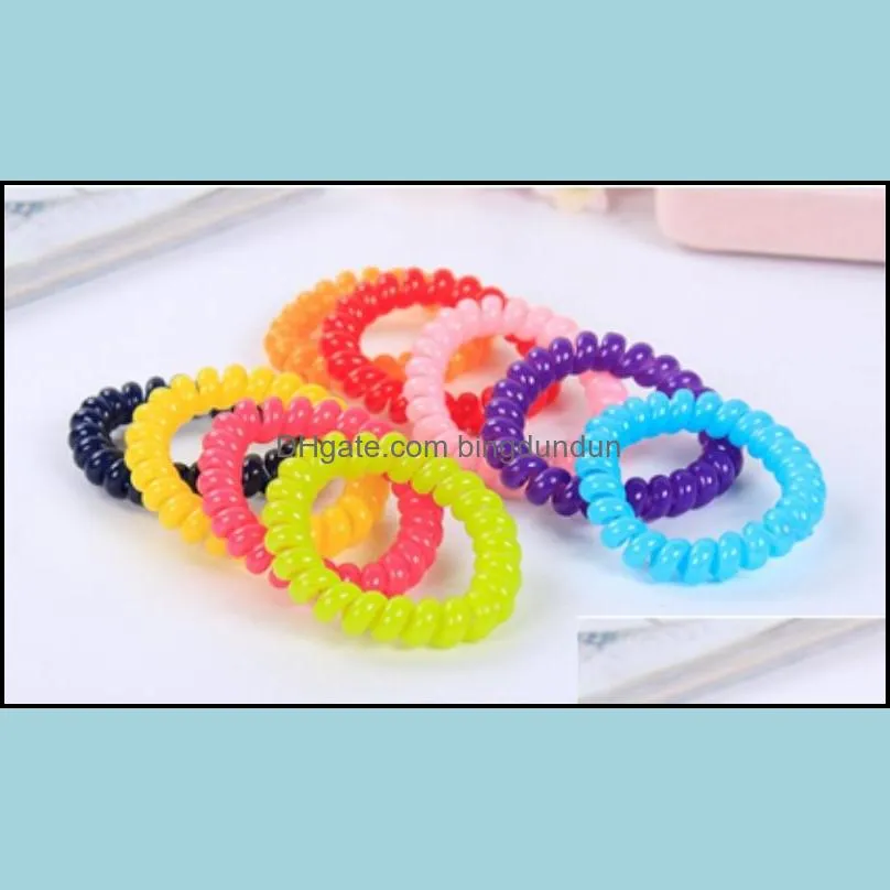 telephone coil head rope candy color woman girls ponytail holders circle elastic rubber string hair ring ornaments party favor 0 22sx