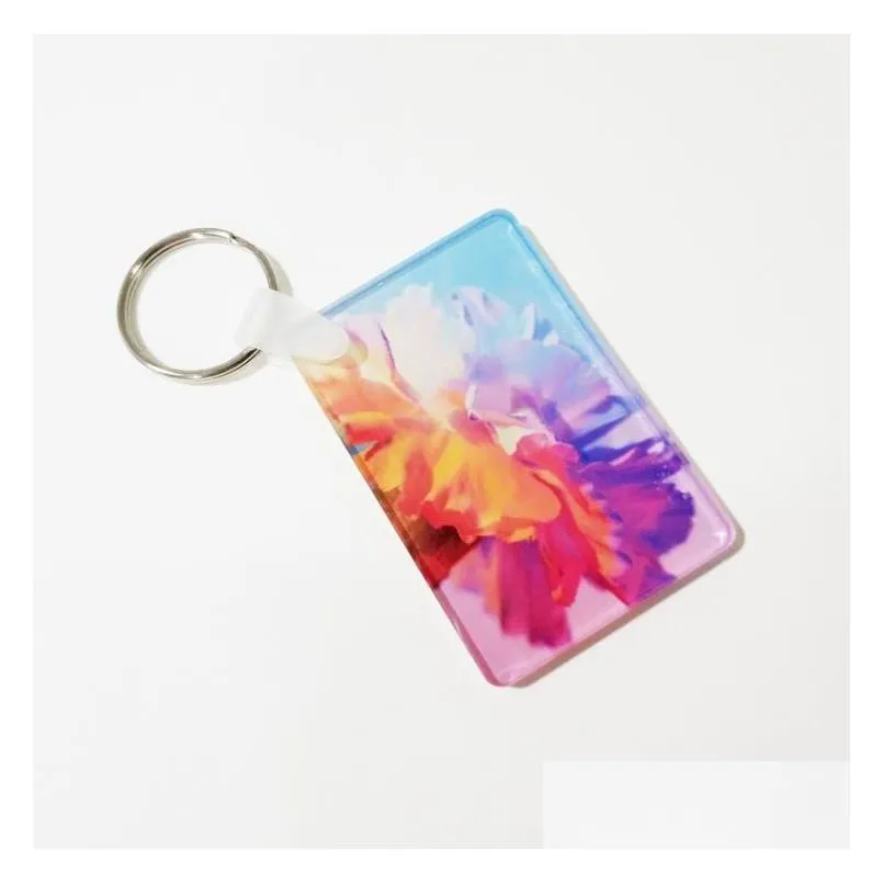 party favor acrylic sublimation blank keychain diy transparent crystal plate key ring gifts
