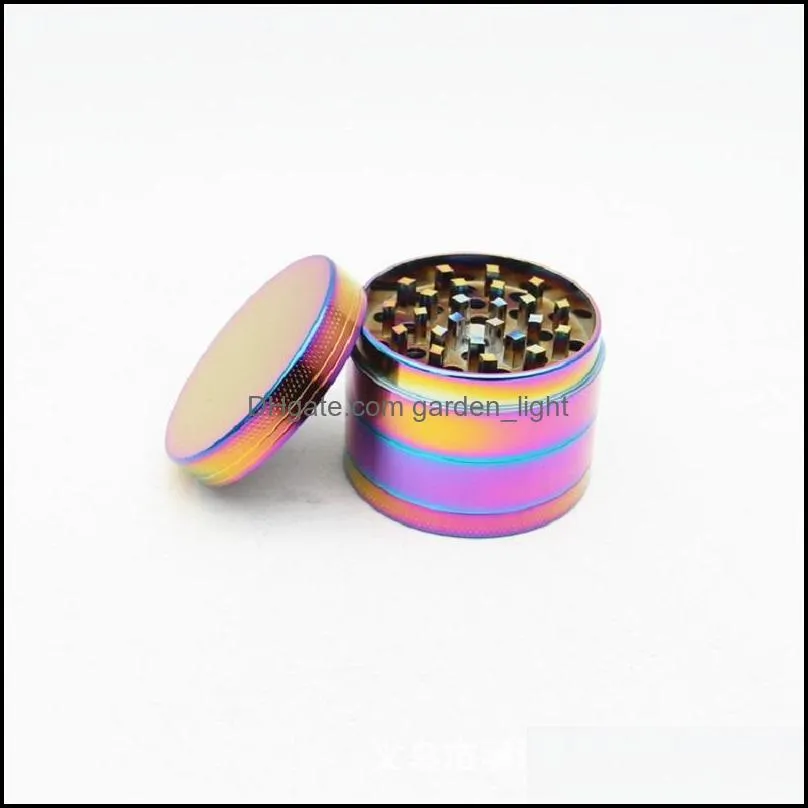 4layer dazzle color tobacco grinder smoke accessories classic flat zinc alloy metal dry herb grinder