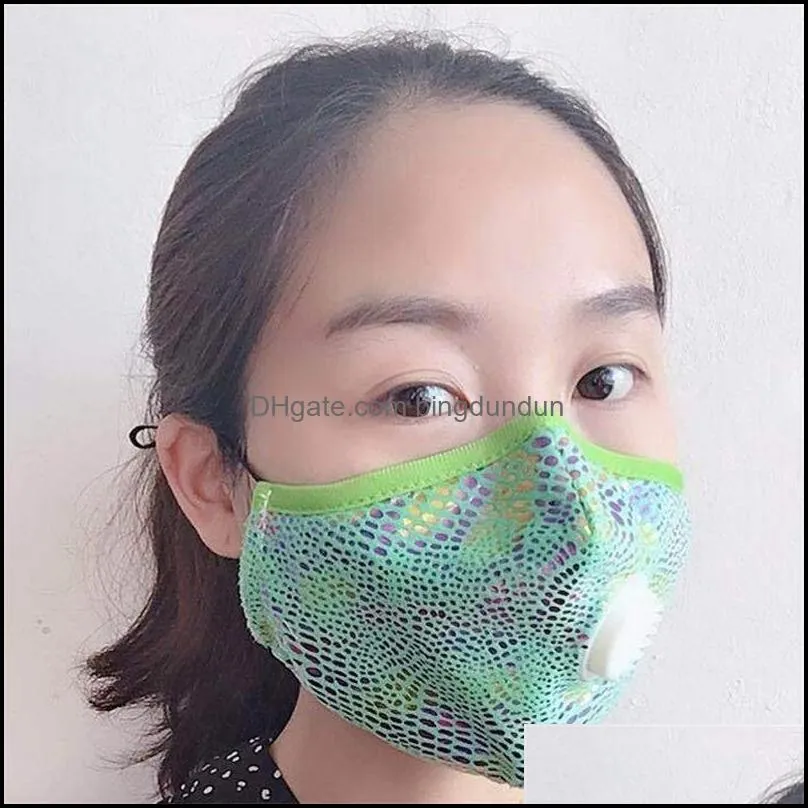 anti droplet adults respirator with breathing valve 6 color glitter stereo mouth mask washable face masks in stock 10xh e1