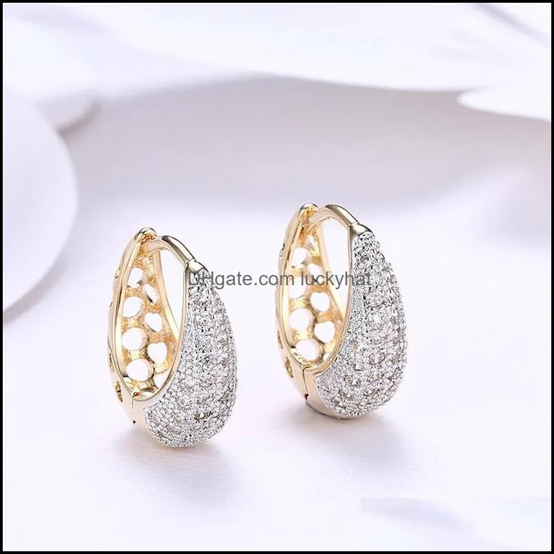 hoop huggie sterling silver/18k gold/rose gold zircon hollow out earrings women gift fashion charm party wedding jewelryhoop