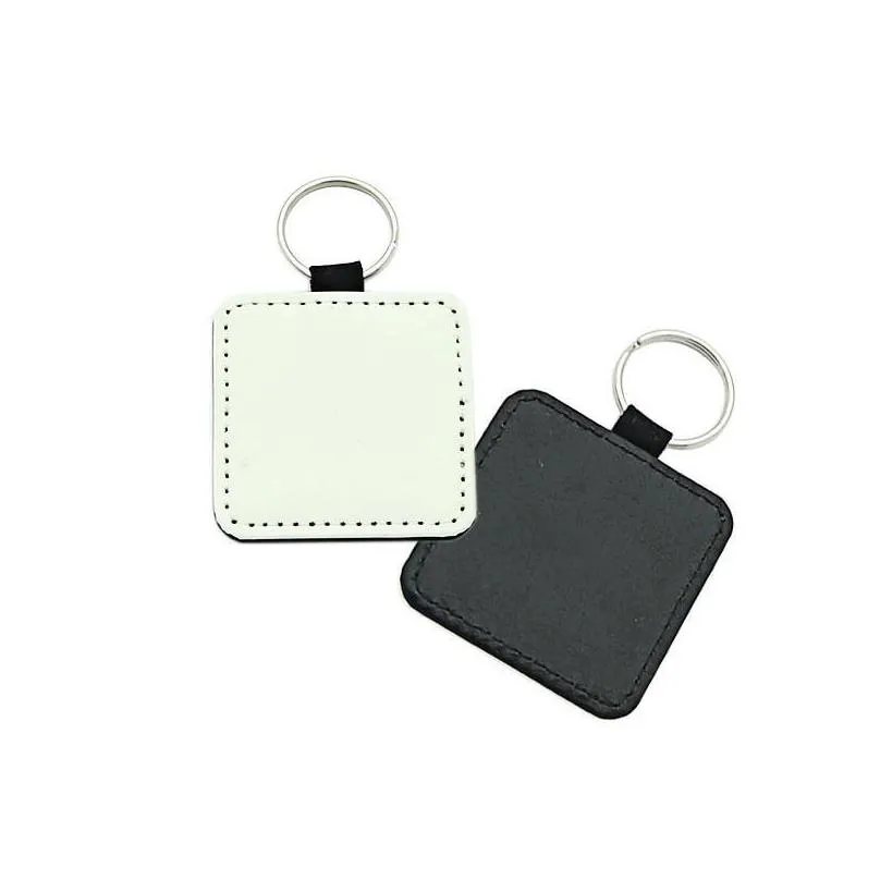 tiktok sublimation blanks keychain pu leather keychain for christmas heat transfer keyring diy craft supplies dhs