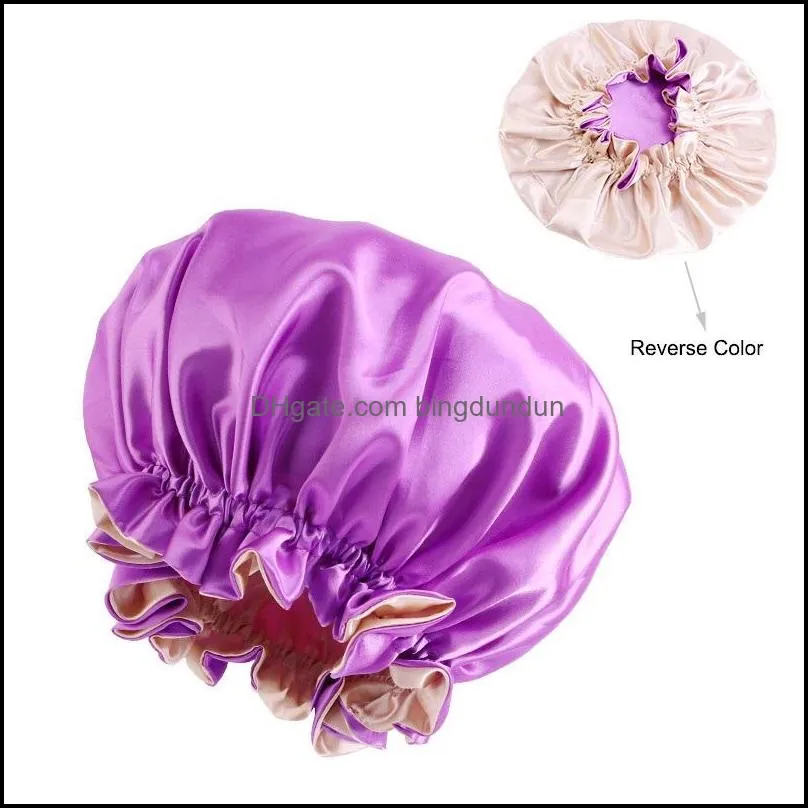 satin lace nightcap double side wear women head cover sleep cap sleeping curl hair protection maintain moisture night hat