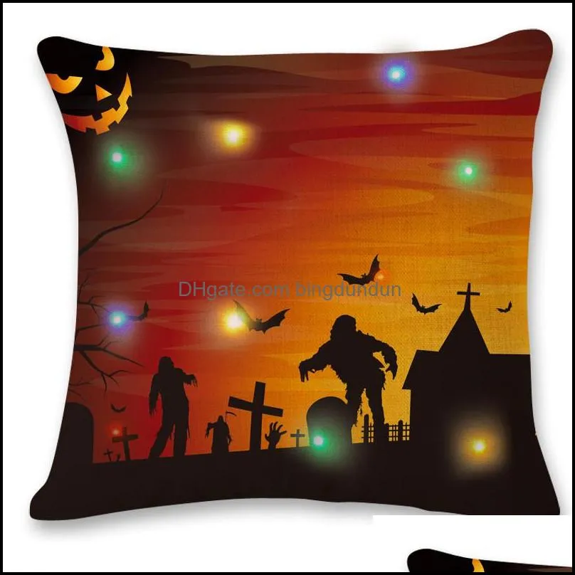 halloween led pillow case castle pumpkin spice led luminous home sofa decorative throw pillow case 45x45cm