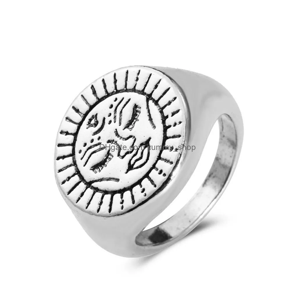 fashion jewelry sun flower smiling face ring index finger rings