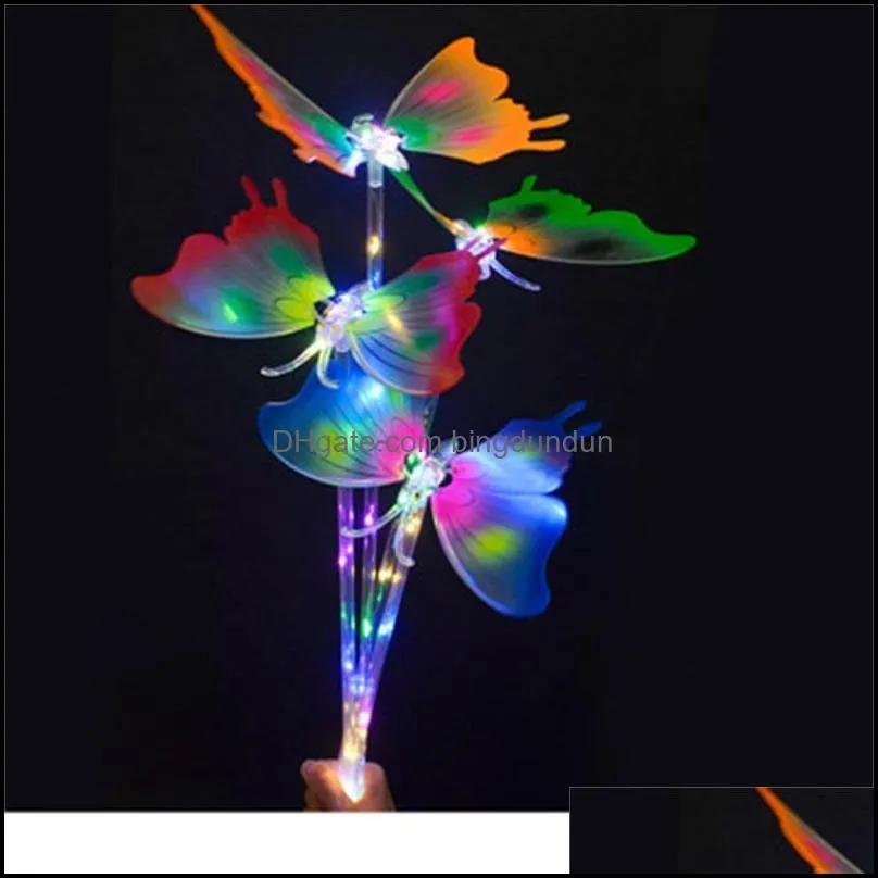 led butterfly light sticks party favor luminous fairy wing wand stick evening toys adult child useful wholesale 3 9hc h1