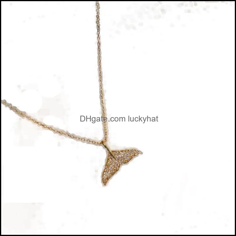 pendant necklaces creative simple mermaid tail zircon necklace for women couples korean fashion party jewelry make girl gift