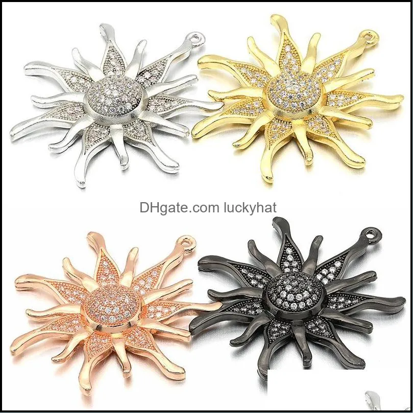 charms cz crystal gold/silver color sun flower pendants for women diy jewelry making findings supplies wholesale vd286charms