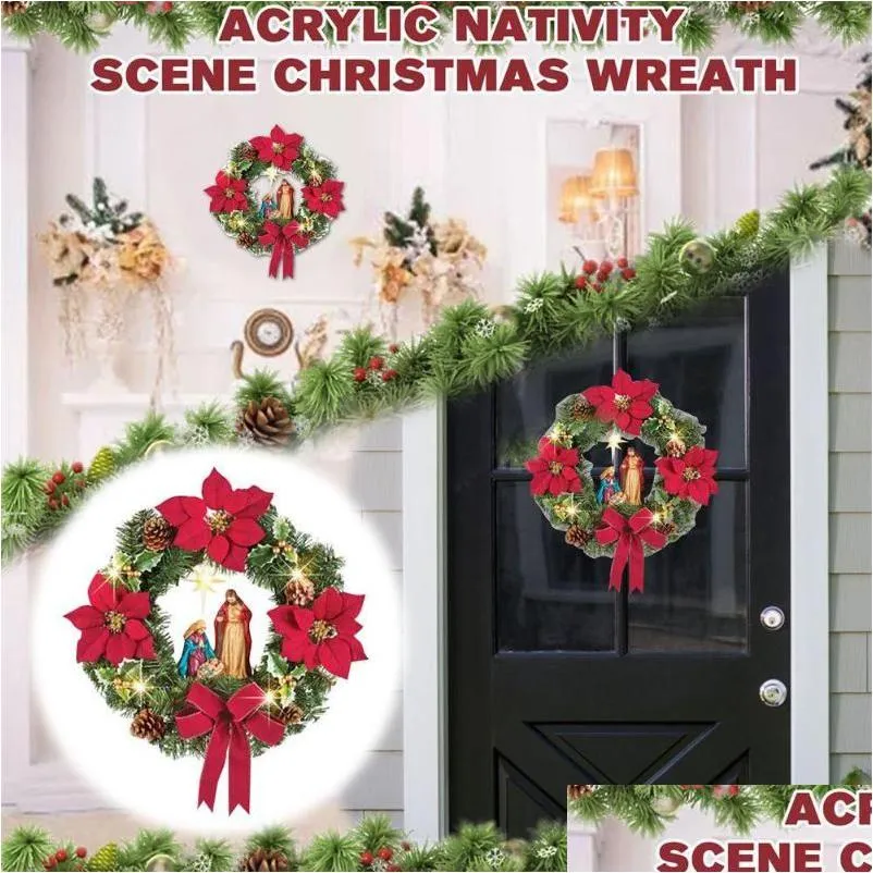 decorative flowers home decor xmas gifts christmas wreath sacred door hanging ornaments front wall decorations