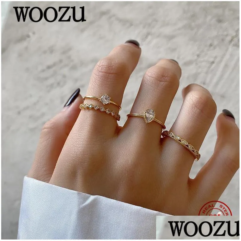 cluster rings woozu real 925 sterling silver luxury double zircon adjustable for women charming wedding anniversary fine jewelry gifts