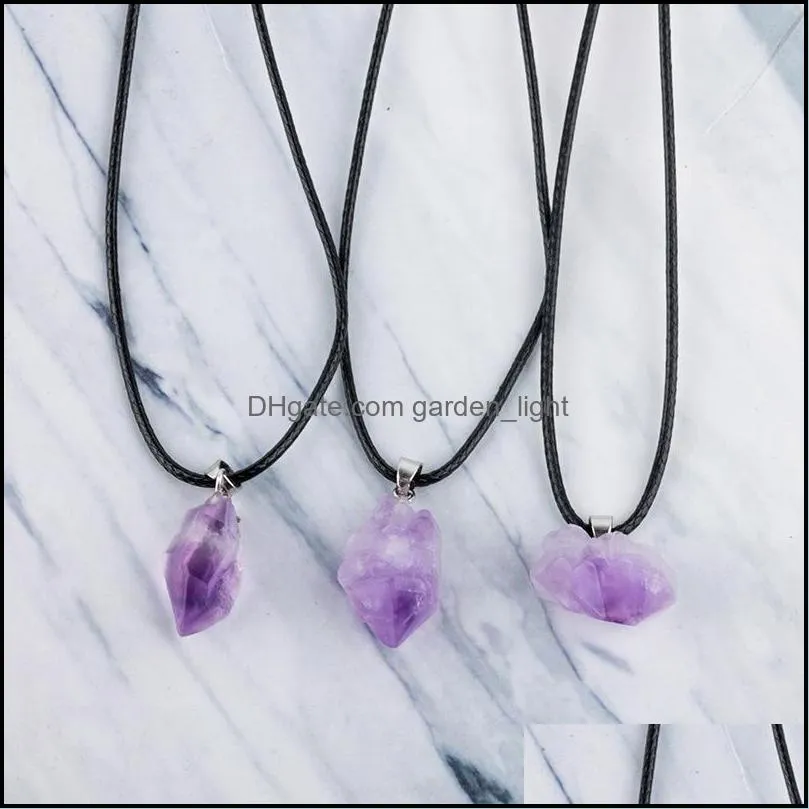 natural amethyst crystal pendant love gift chakra healing reiki mineral quartz energy rough stone necklace