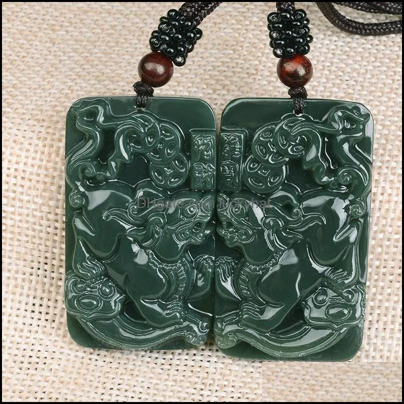 pendant necklaces hetian jade gray mens and womens kirin bracelet necklace pendantpendant