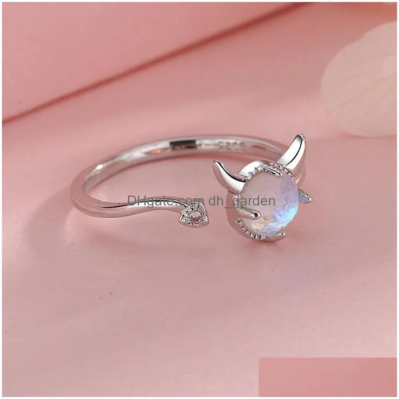 cluster rings trend 2021 fashion adjuestable size cute devil ring silver 925 zircon charm jewelry sweet party girl gifts