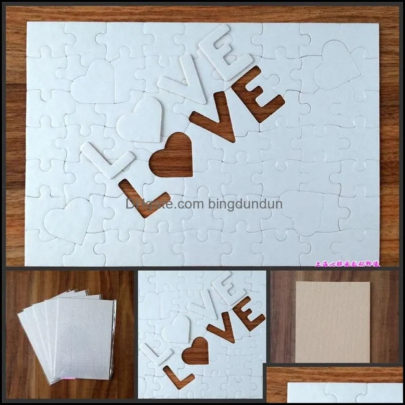 sublimation blank party favor jigsaw puzzle a4 love pearl light white print cardboard heart shaped children adult benefit intelligence 2 4xj