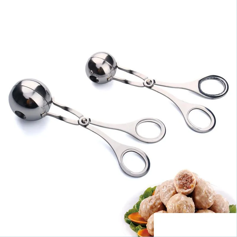 stainless steel meatball clip tongs professional sphere mold for ice cream or meat cooking utensils