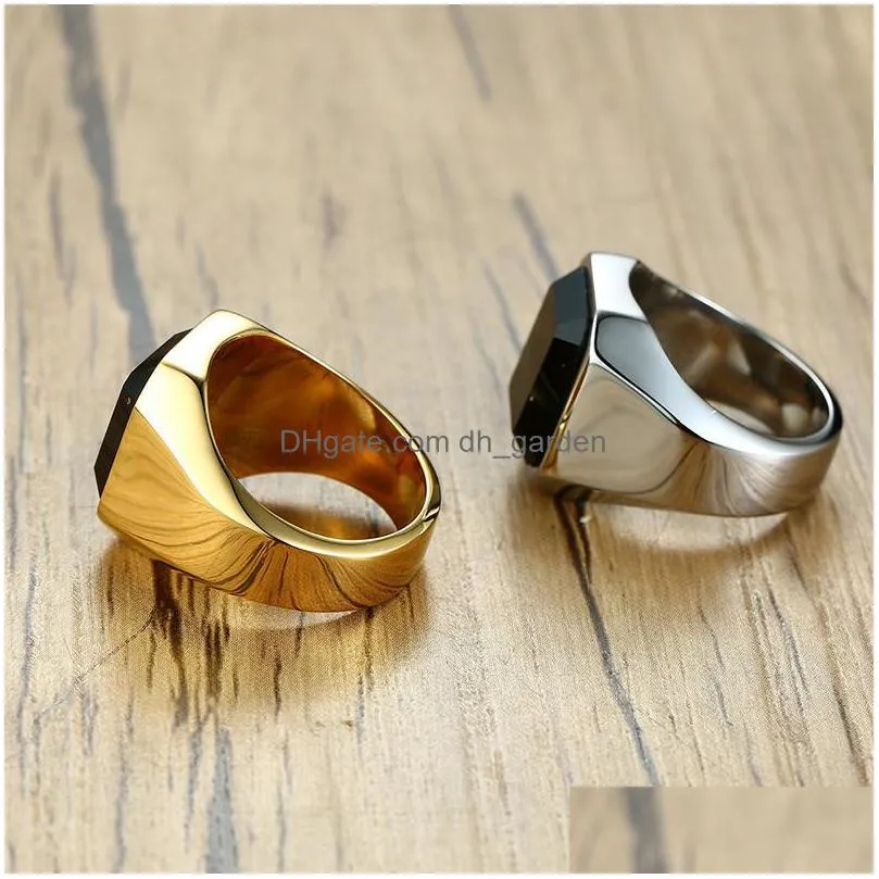 cluster rings male ring black stone 316l stainless steel for men elegant quality titanium utr8021