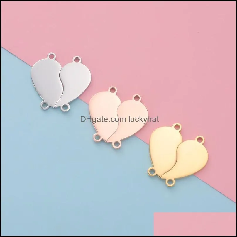 charms 10pair heart couple pendant stainless steel mirror polish handmade friendship love pendants for diy necklacecharms