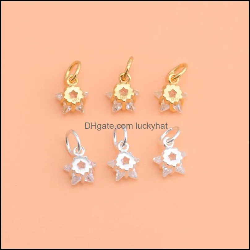 charms sterling silver diamond zircon accessories mini small star pentagram pendant bracelet necklace creative handmade