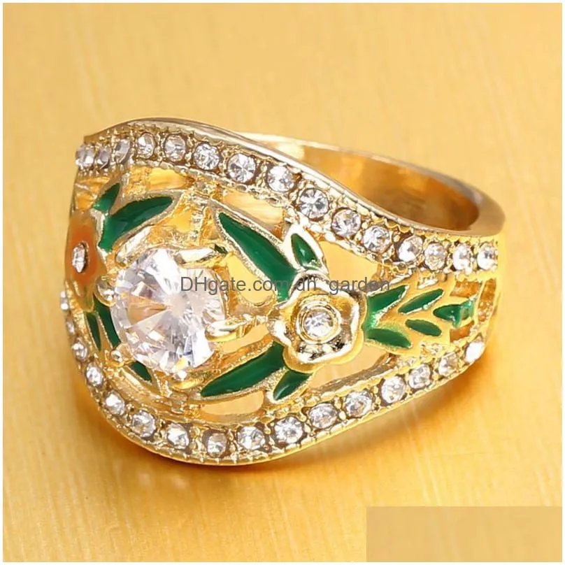 cluster rings fashion austrian crystal ring golden finger spider wedding engagement cubic zirconia female men wholesale