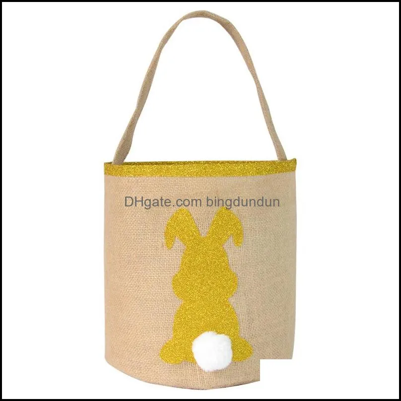 easter party jute rabbit basket purple blue yellow bunny tote bags kids candy egg favors baskets