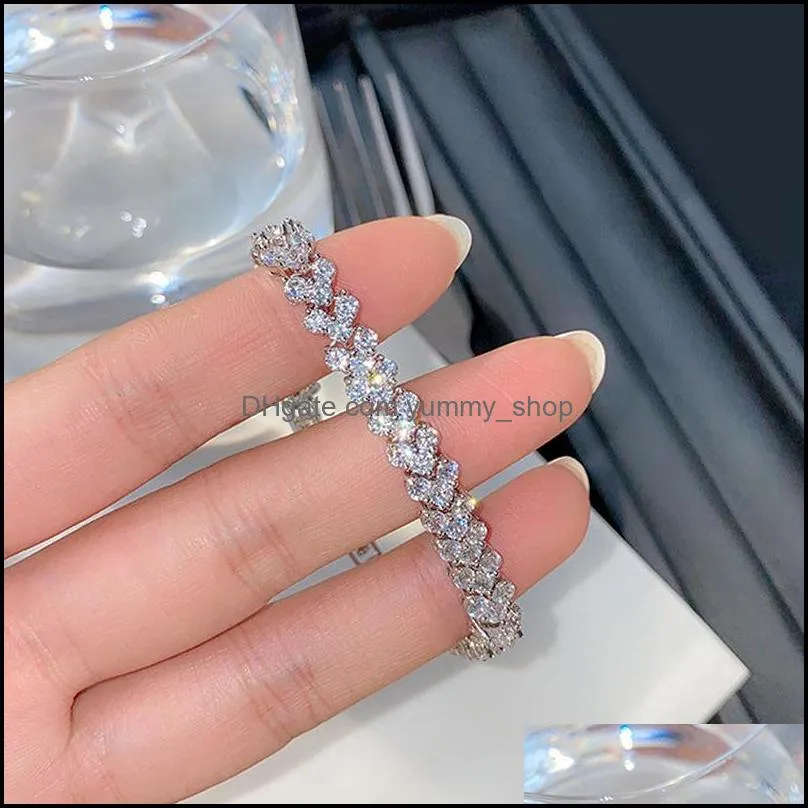 luxury crystals bracelets for women men jewelry birthday gift party ornaments ladies silver charms bracelet