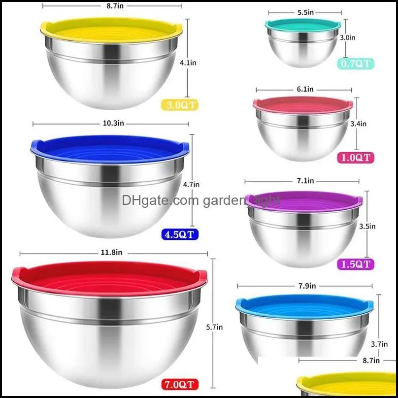 bowls mixing with lids set 7pcs stainless steel bowls metal nesting storage for kitchen prep baking