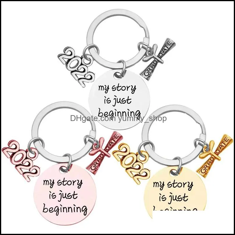 class of 2022 graduate gift stainless steel key party favor chain crossborder supply three colors can be wholesale