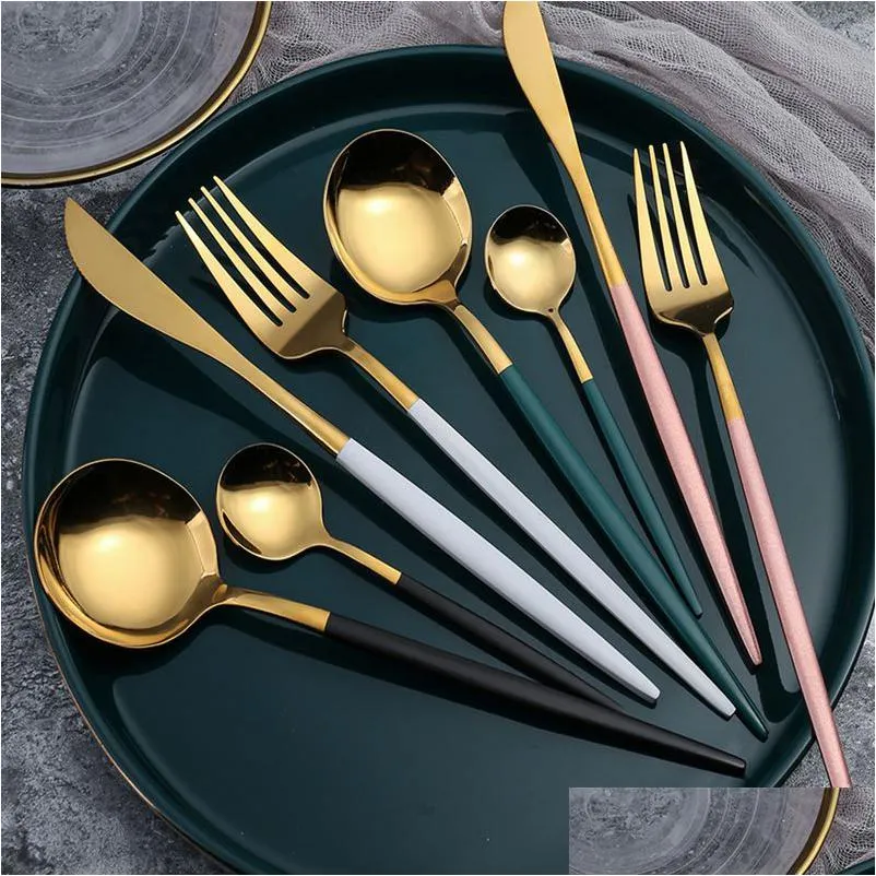 household kitchen 24 piece stainless steel tableware set gift box knife fork and spoon