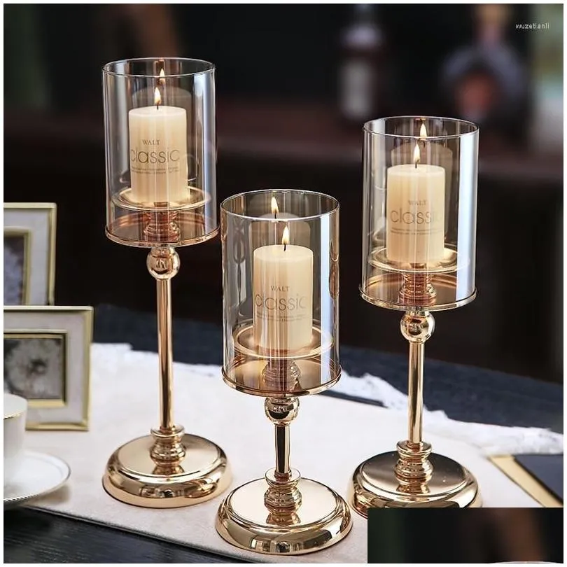 candle holders american style modern iron gold plated bars room kitchen chandelier bougeoir home decor eh60ch