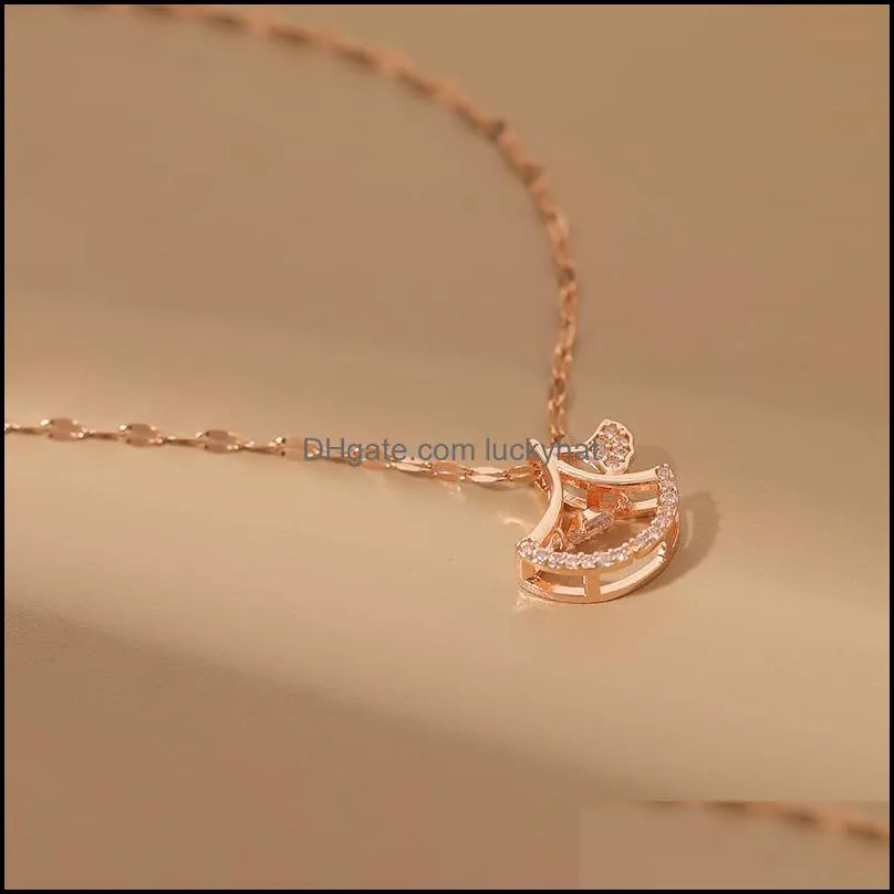 pendant necklaces temperament cz diamond gold plated fan clavicle chain fashion leaf necklace friends couple women giftspendant