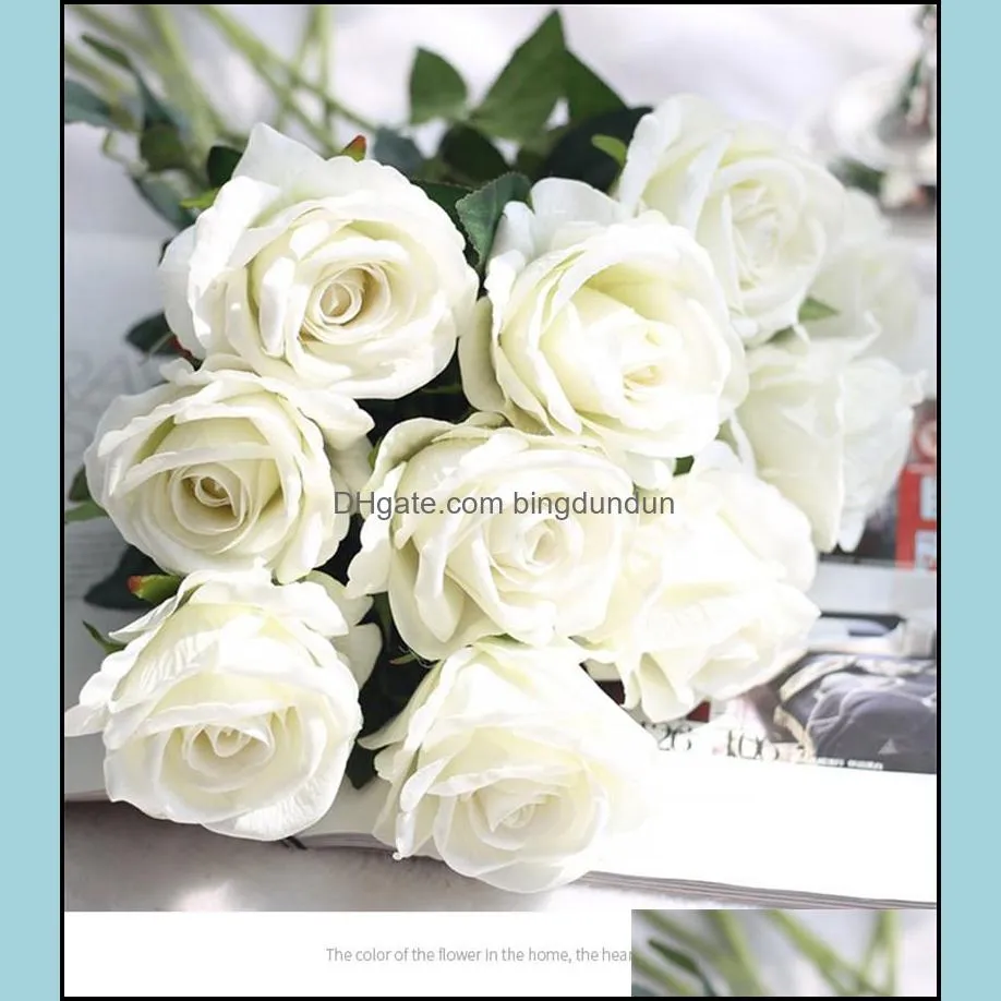 flannel rose flower table decoration real touch rose flower restaurant home office wedding bridal rose decoration flower