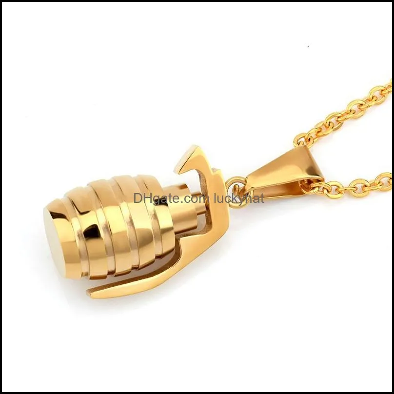 pendant necklaces hiphop hand grenades necklace charms men fashion jewelry bombs trendy party three color chain wholesalespendant