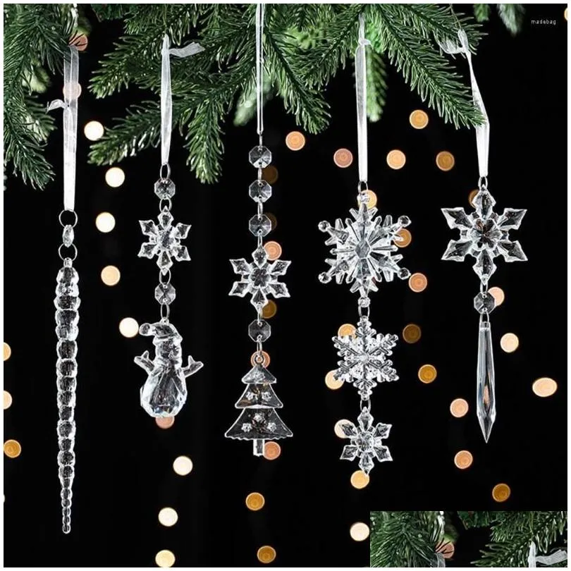 party decoration christmas transparent ornament snowflakes simulation fake icicle xmas tree pendant for year dropship