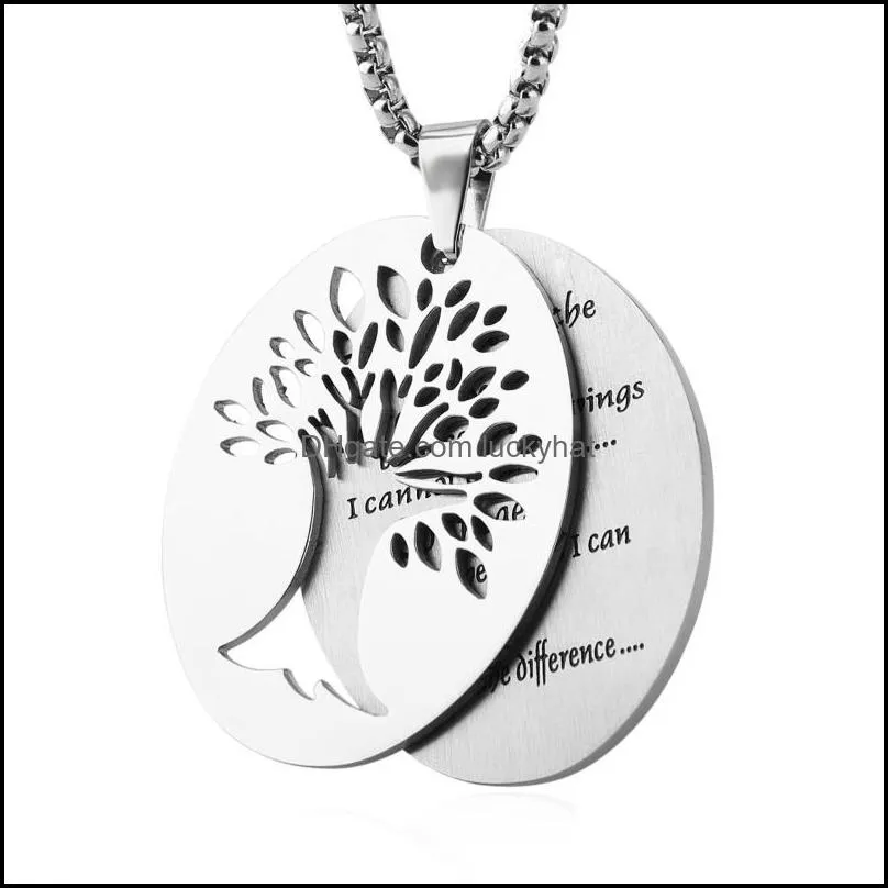 pendant necklaces stainless steel silver tree of life vintage oval necklace men women chain amulet charm jewelry accessories