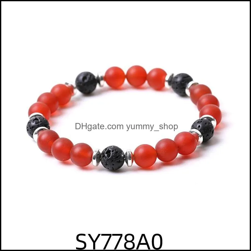 8mm matte red agate stone beads hematite lava stone strand bracelets for women men yoga buddha energy jewelr yummyshop