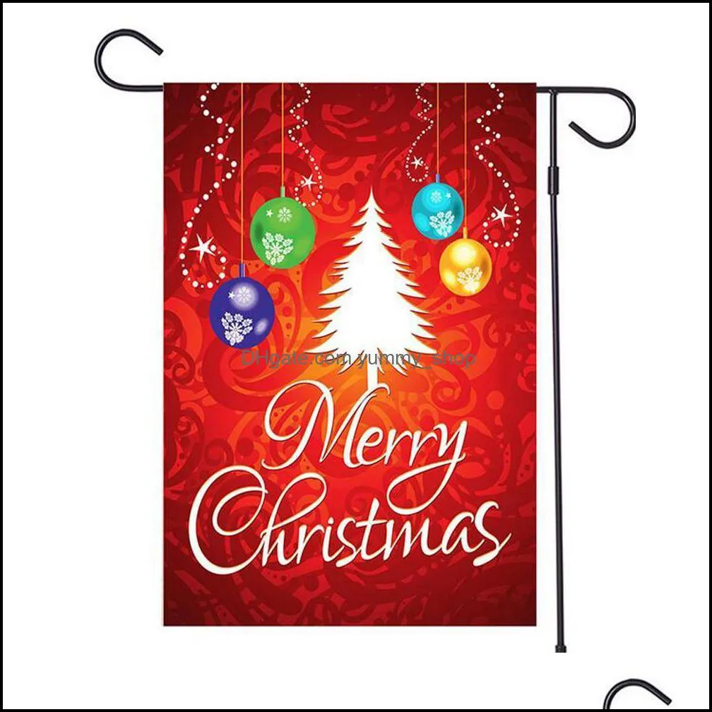 merry christmas banner merrychristmas santa pattern garden sign linen material with iron flagpole rectangular banner