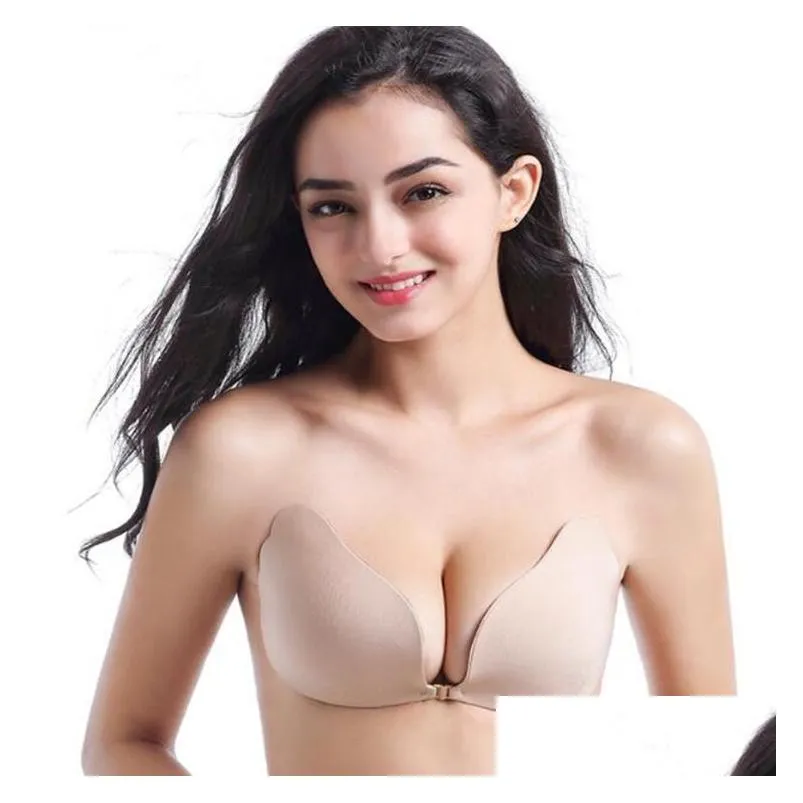 drop strapless underwear gathered no trace thick silicone chest onepiece breathable invisible bra