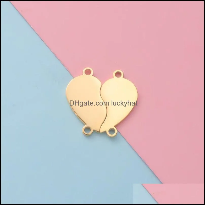 charms 10pair heart couple pendant stainless steel mirror polish handmade friendship love pendants for diy necklacecharms