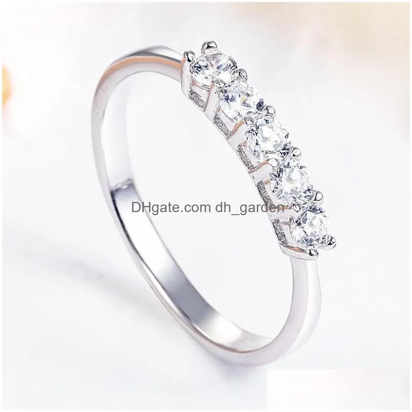 cluster rings cosya real 925 sterling silver white round high carbon diamond classic shining engagement ring ladies fashion fine jewelry