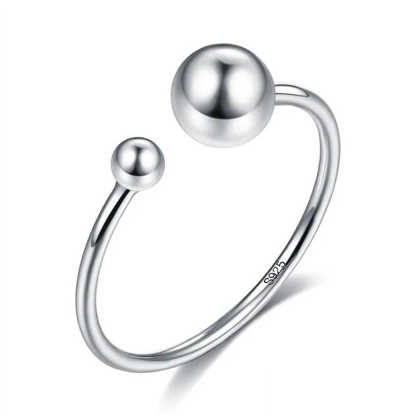 cluster rings classic 925 sterling silver with round ball beads adjustable open finger size korean fine jewelry