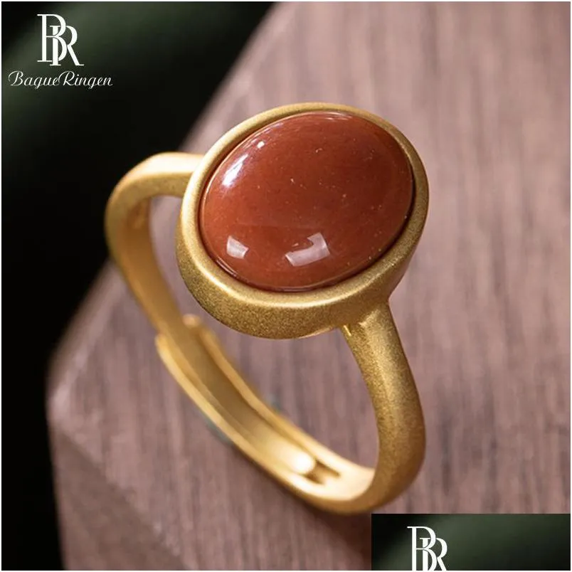 cluster rings bague ringen s925 ring for women pure solid silver 925 jewelry natural gemstone red agate gold plated resizable anniversary