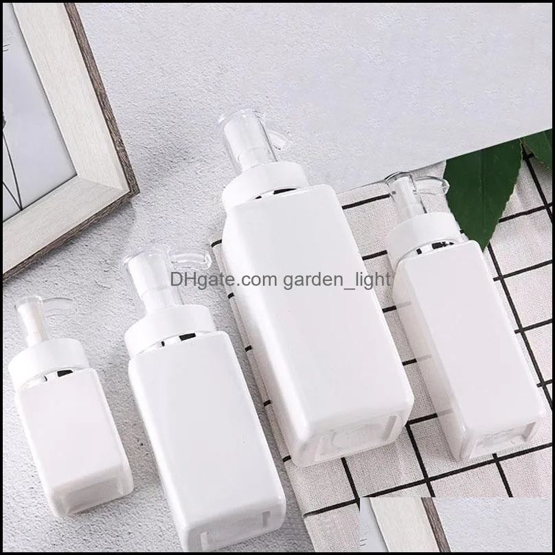 100ml 200ml 300ml white plastic bottle highend square serum body lotion bottles shower gel pump subbottle