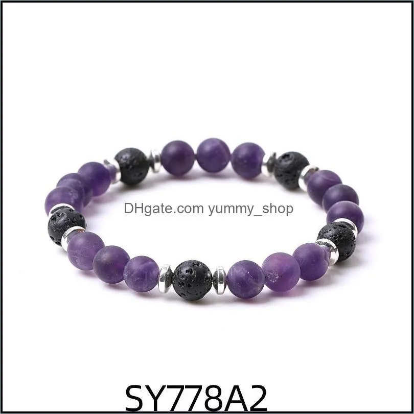 8mm matte amethyst stone beads hematite lava stone strand bracelets for women men yoga buddha energy jewelr yummyshop