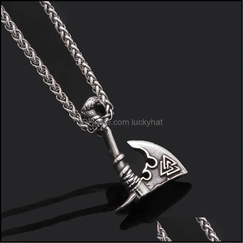 pendant necklaces  ornament hip hop necklace stainless steel axe crossborder titanium orchid chain menvikingpendant