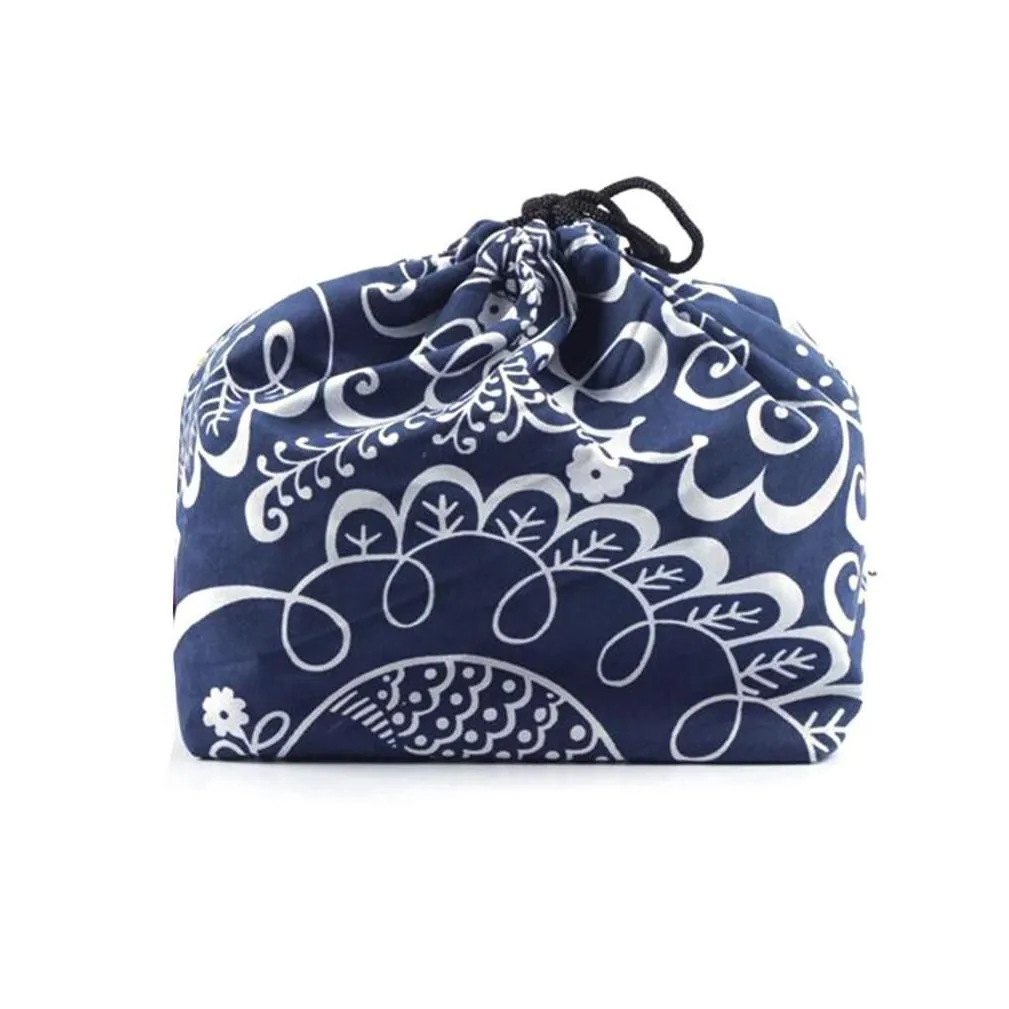 japanese style lunch box drawstring bento tote pouch portable children storage travel tableware storage bag