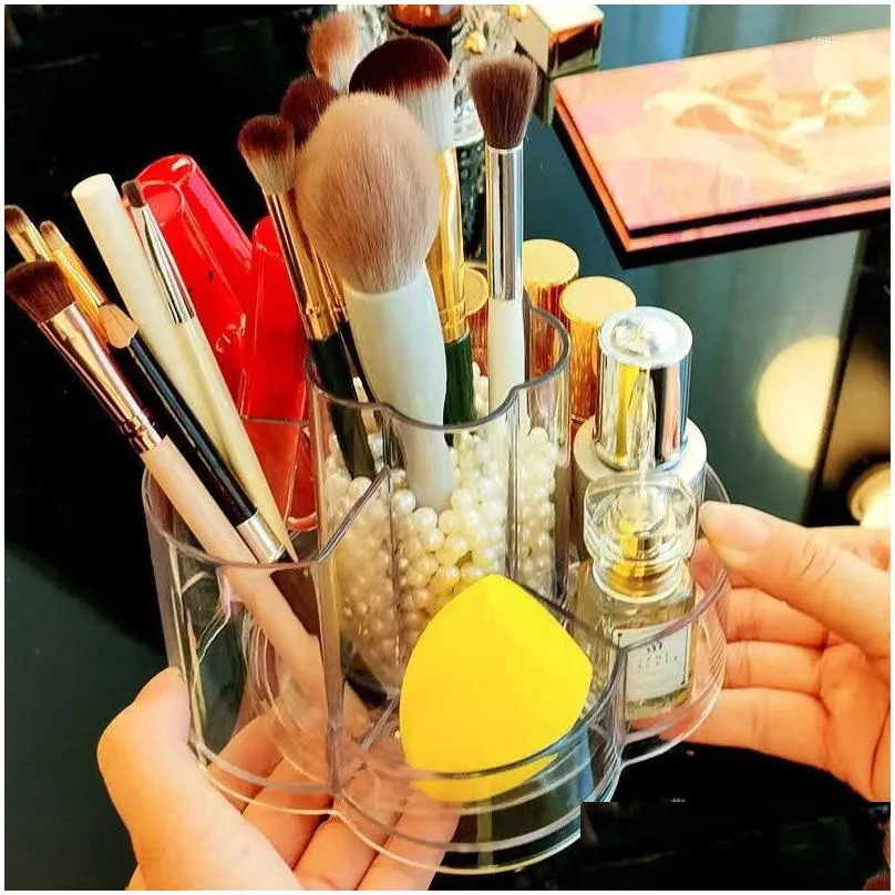 storage boxes makeup brush holder acrylic lipstick box crystal rotating cosmetic beauty egg case for bathroom organizer