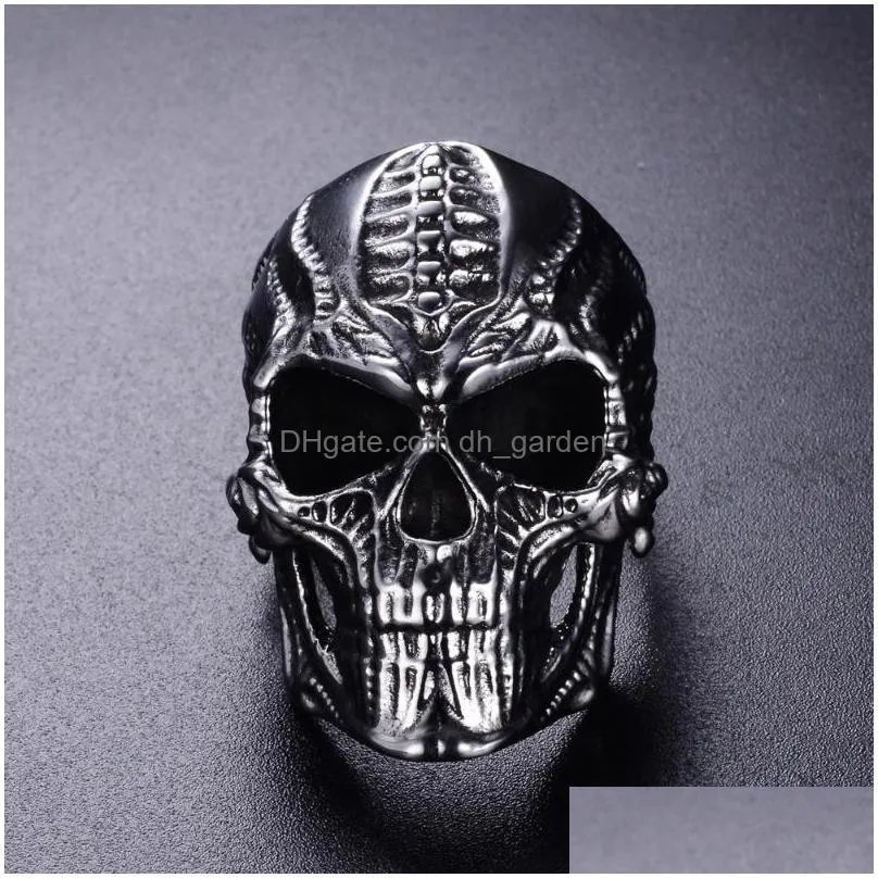 cluster rings vintage men punk rock skull stainless steel for christmas party gift finger ring accessories